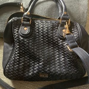 Deux lux navy blue hand bag used
